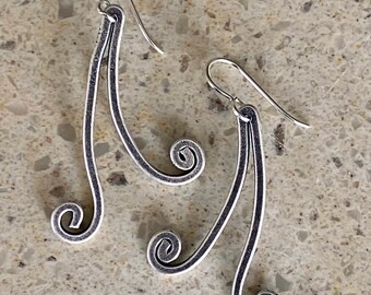 Smaller version of Fairy Swirl Hand Forged Earrings, Handcrafted mixed metal jewelry, tribal, dangle earrings, bohemian, boho, gift
