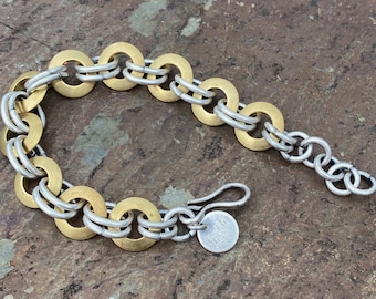 Handmade Mixed Metal Link Bracelet — Vermont Craftsman Jewelry, Gift for Her | Little Halos