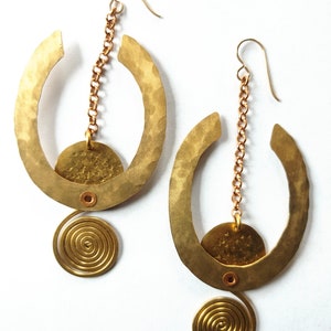 Ręcznie robione, brązowe, długie kolczyki wiszące — Vermont Craftsman Jewelry, prezent dla niej | Brąz Byzantium