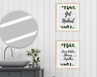 BATHROOM WALL DECOR Bundle, Set of 2 funny prints, farmhouse decor, Instant Download