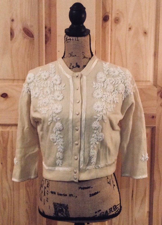 Vintage Cashmere & Angora Beaded Cardigan