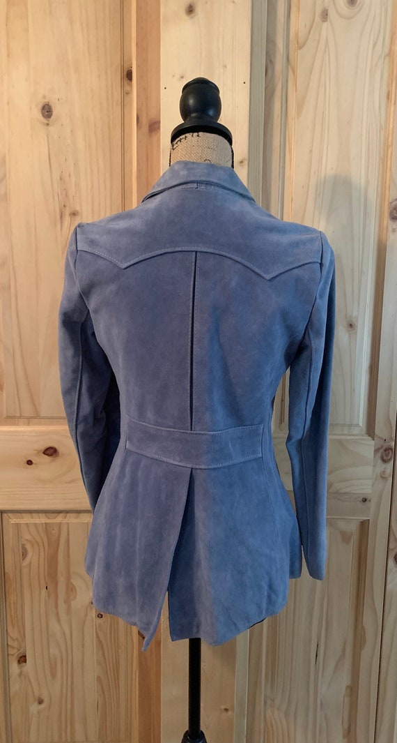 Vintage Lt Blue Suede Leather Jacket - image 5