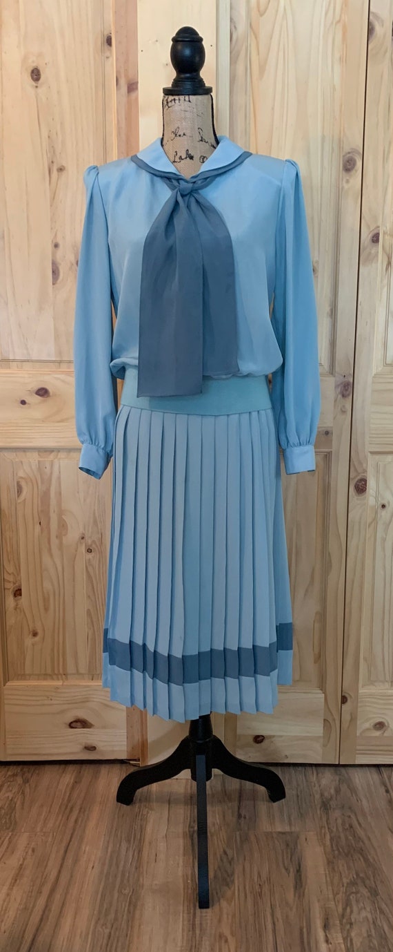 Vintage Andrea Gayle 2 Piece Light Blue Skirt and 