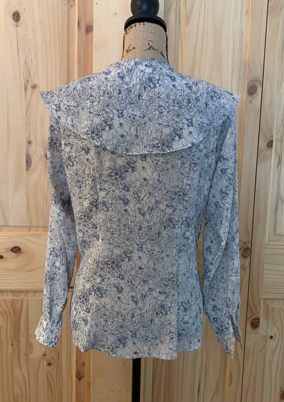 Vintage TJW Mervyns Blue Print Long Sleeve Dress … - image 6
