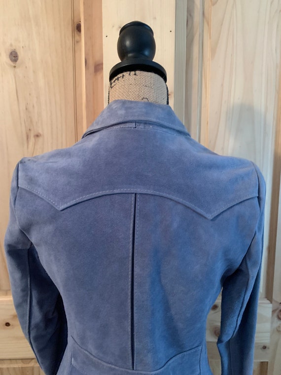 Vintage Lt Blue Suede Leather Jacket - image 3