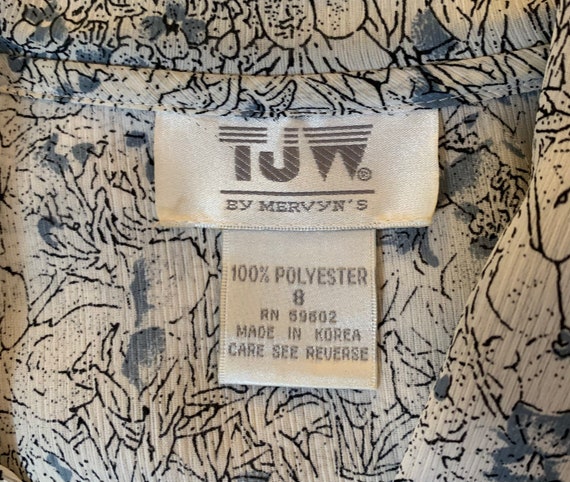 Vintage TJW Mervyns Blue Print Long Sleeve Dress … - image 9