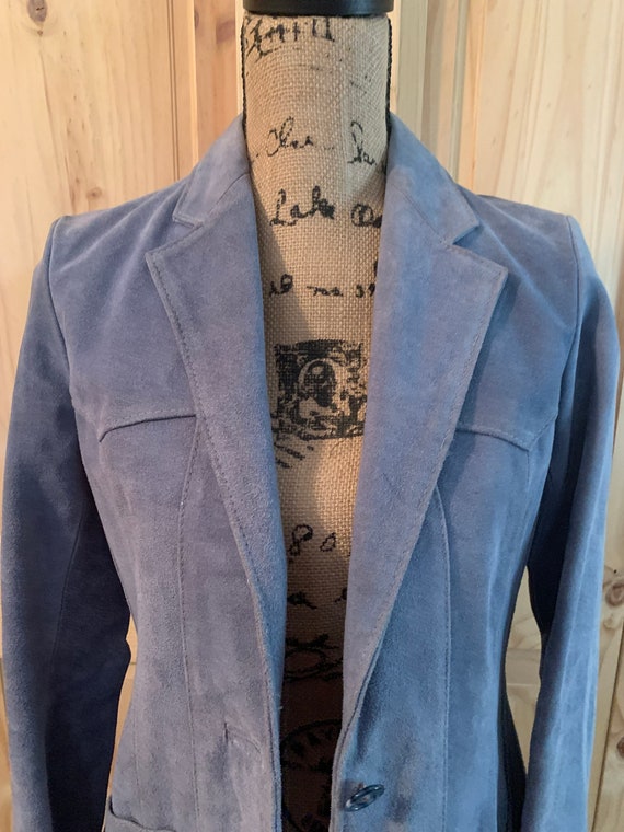 Vintage Lt Blue Suede Leather Jacket - image 8