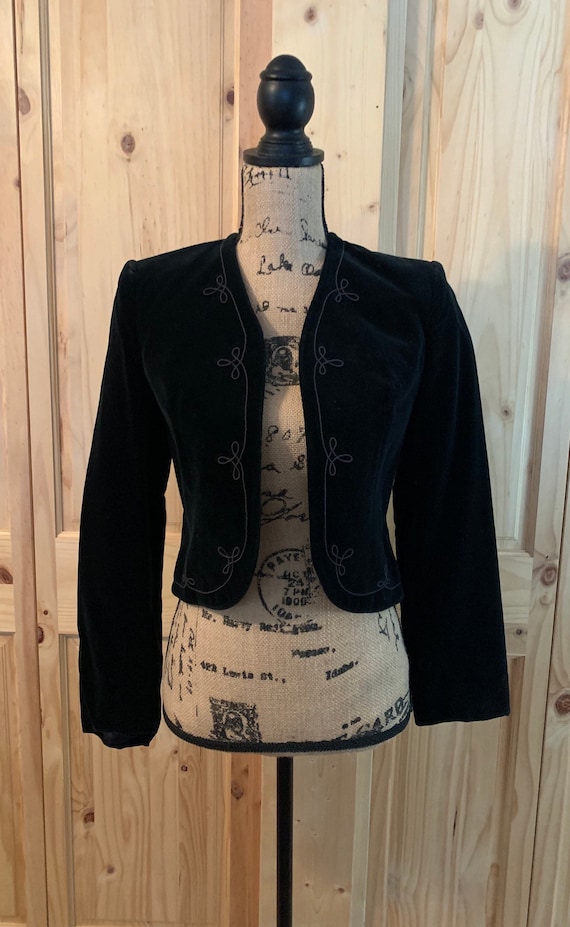 Vintage Black Long Sleeve Velvet Dress Jacket by T