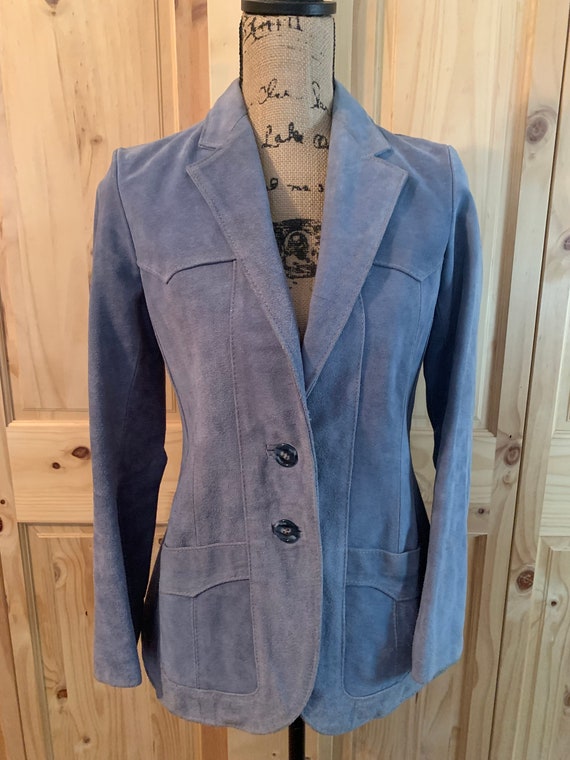 Vintage Lt Blue Suede Leather Jacket - image 10