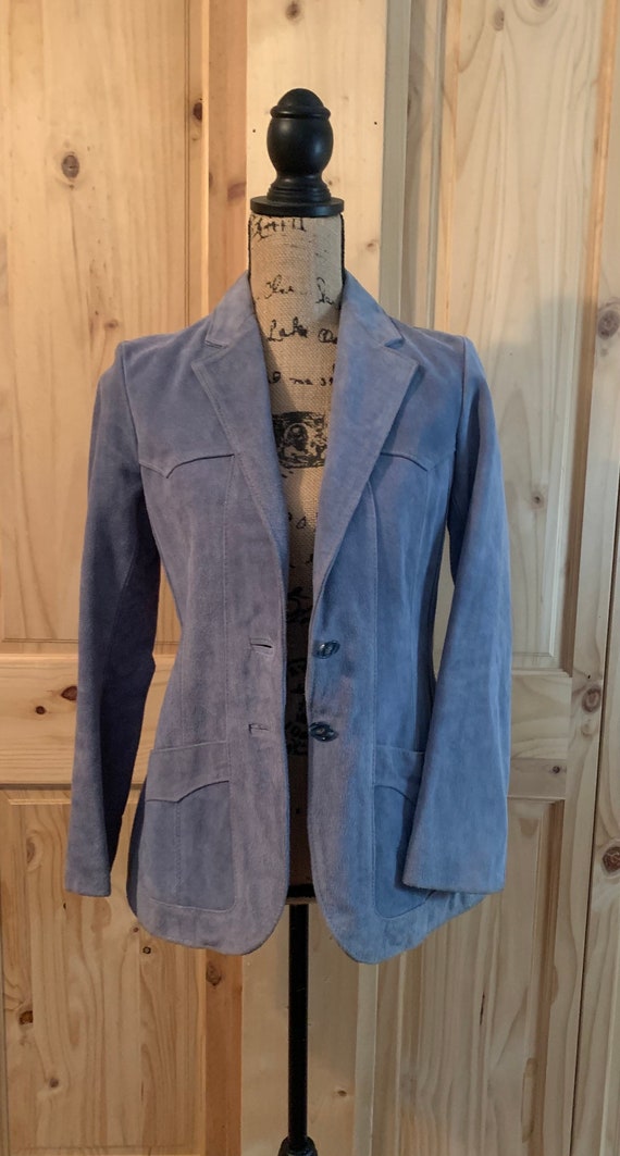 Vintage Lt Blue Suede Leather Jacket - image 2