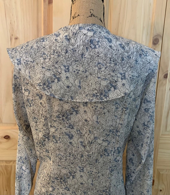 Vintage TJW Mervyns Blue Print Long Sleeve Dress … - image 7