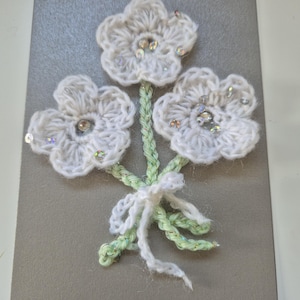 Tarjeta de felicitación hecha a mano en crochet Tarjeta en blanco Tarjeta de flores en crochet Tarjeta de cumpleaños Tarjeta de boda Tarjeta de aniversario