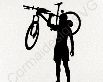 Fietsen of fietsen svg, Bike Rider svg, Mountainbiken svg, Fietser Mountainbiker svg, Silhouette SVG Voor Cricut, Bike Riding MTB SVG