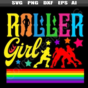 Rainbow Roller Girl svg, Roller Derby svg, Rolschaatsen svg, Rolschaatser, Rollerskating svg, Skater Girl svg, Skate, Rollerskate svg