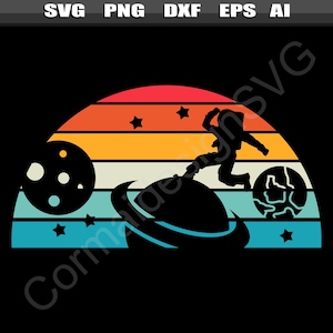 Arquivo Retro Astronaut .svg, Future Astronaut .SVG, Astronomia .svgs, Outerspace, Viagem Espacial, Arquivo de Impressão e Corte, SVG para Cricut, Silhueta