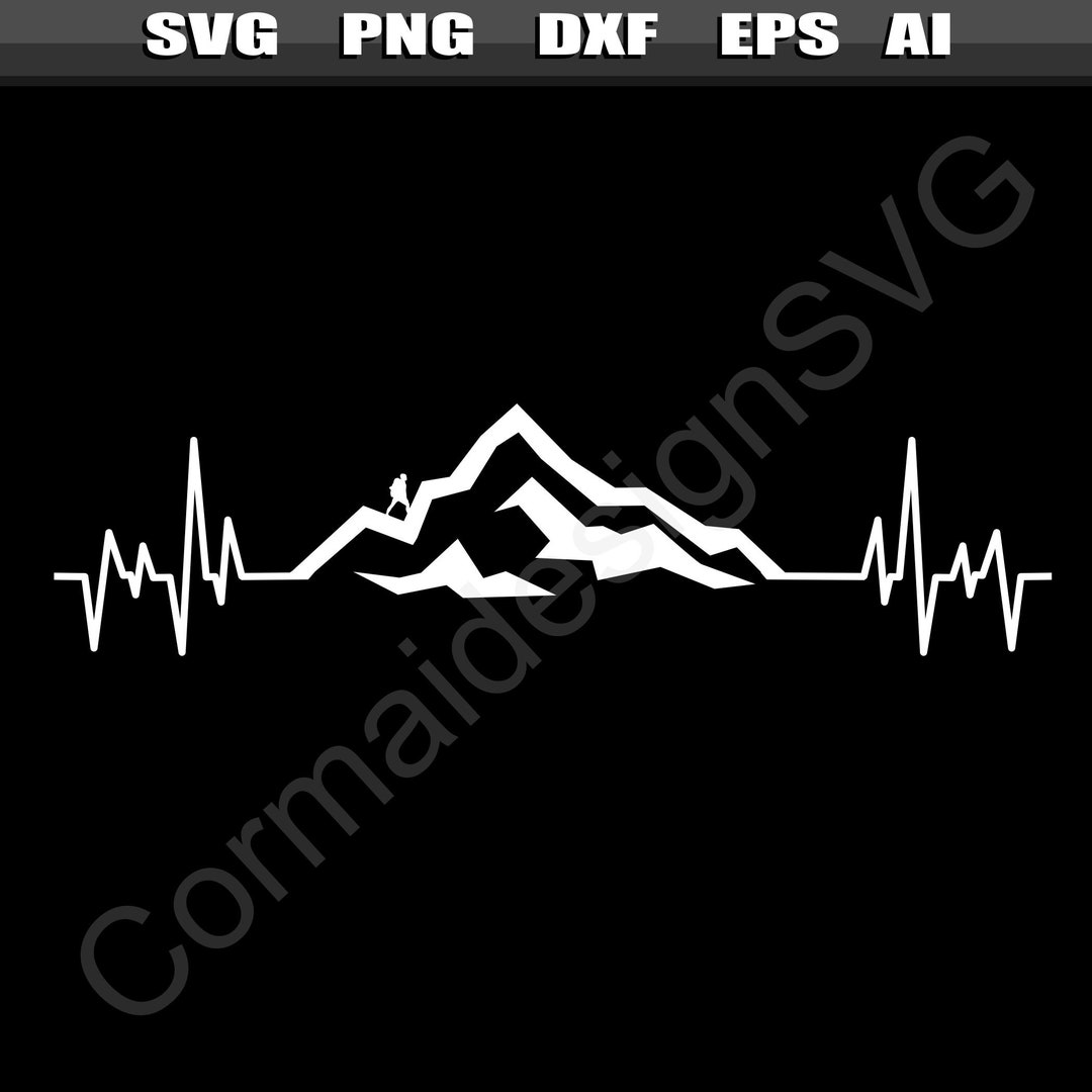 Heartbeat Mountain Svg, Hiking Svg, Hiker Svg, Camping Svg, Mountains ...