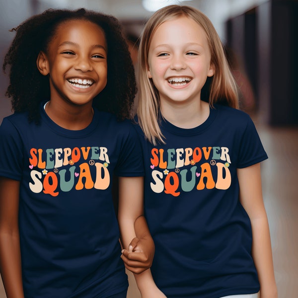 PNG Download - Sleeopver Squad, Retro Style, Slumber Party Girls, Weekend Girls Sleepover, Birthday Party, Kids, Tweens, SUBLIMATION