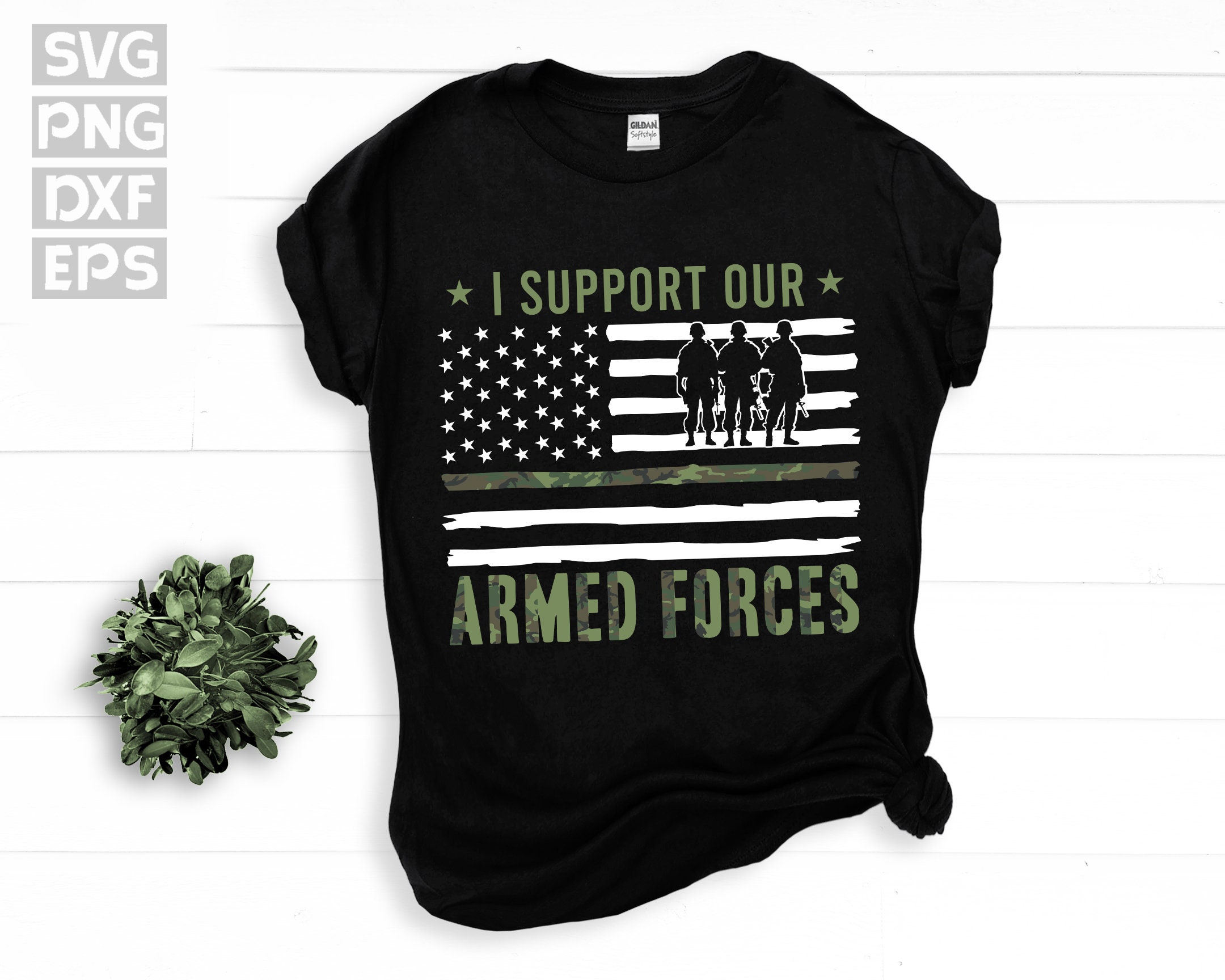 SVG, Png, Dxf, Eps -  I Support Our Armed Forces, Camo American Flag, Camouflage Support Our Troops Military Pride - digital downloads