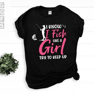 SVG, Png, Dxf, Eps - Pescado como una niña, Pescadora, Mujer pescando, Niñas pescando, Pescado bajo, Loer de pesca, Lindas descargas digitales instantáneas