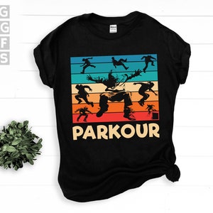 SVG, Png, Dxf, Eps - Parkour art graphique rétro, acrobaties urbaines, course libre, exploration urbaine, téléchargements numériques instantanés de Style des années 70