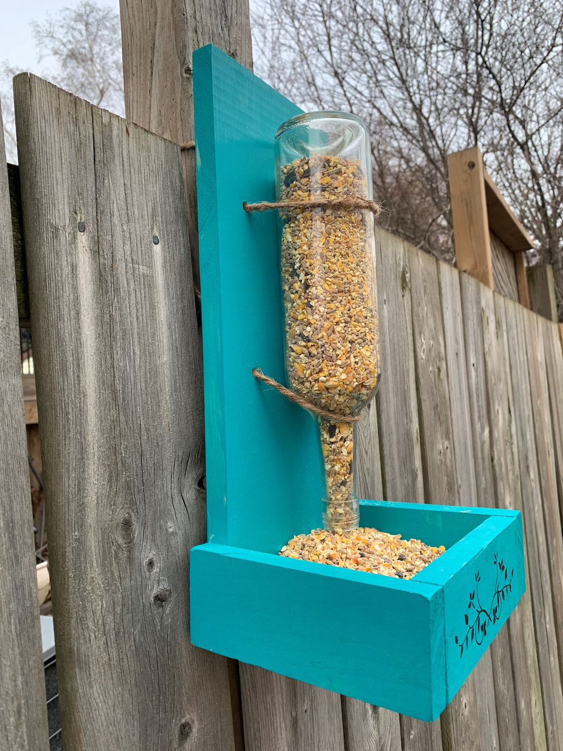 Wine Bottle Bird Feeder Etsy