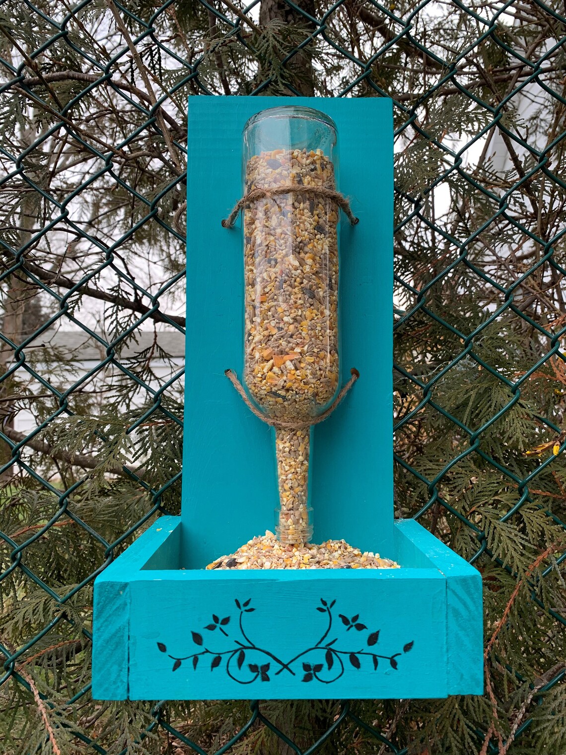 Wine Bottle Bird Feeder Etsy