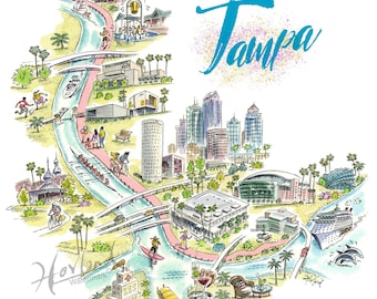 Fine Art Print of Tampa, Tampa Florida, Tampa Riverwalk Print, Gicleé Print