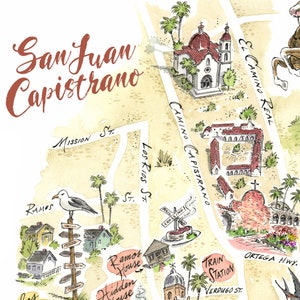 Fine Art Print of San Juan Capistrano, Carte de San Juan Capistrano, California Missions, Mission San Juan Capistrano, Gicleé Print