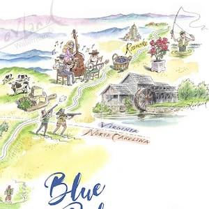 Blue Ridge Parkway Giclée Print, Blue Ridge Mountains, Pisgah National Forest, Blue Ridge Parkway Karte
