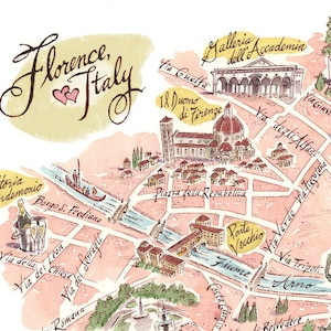 Florenz Italien Kunstdruck, Giclée-Druck, Toskana, Karte von Florenz