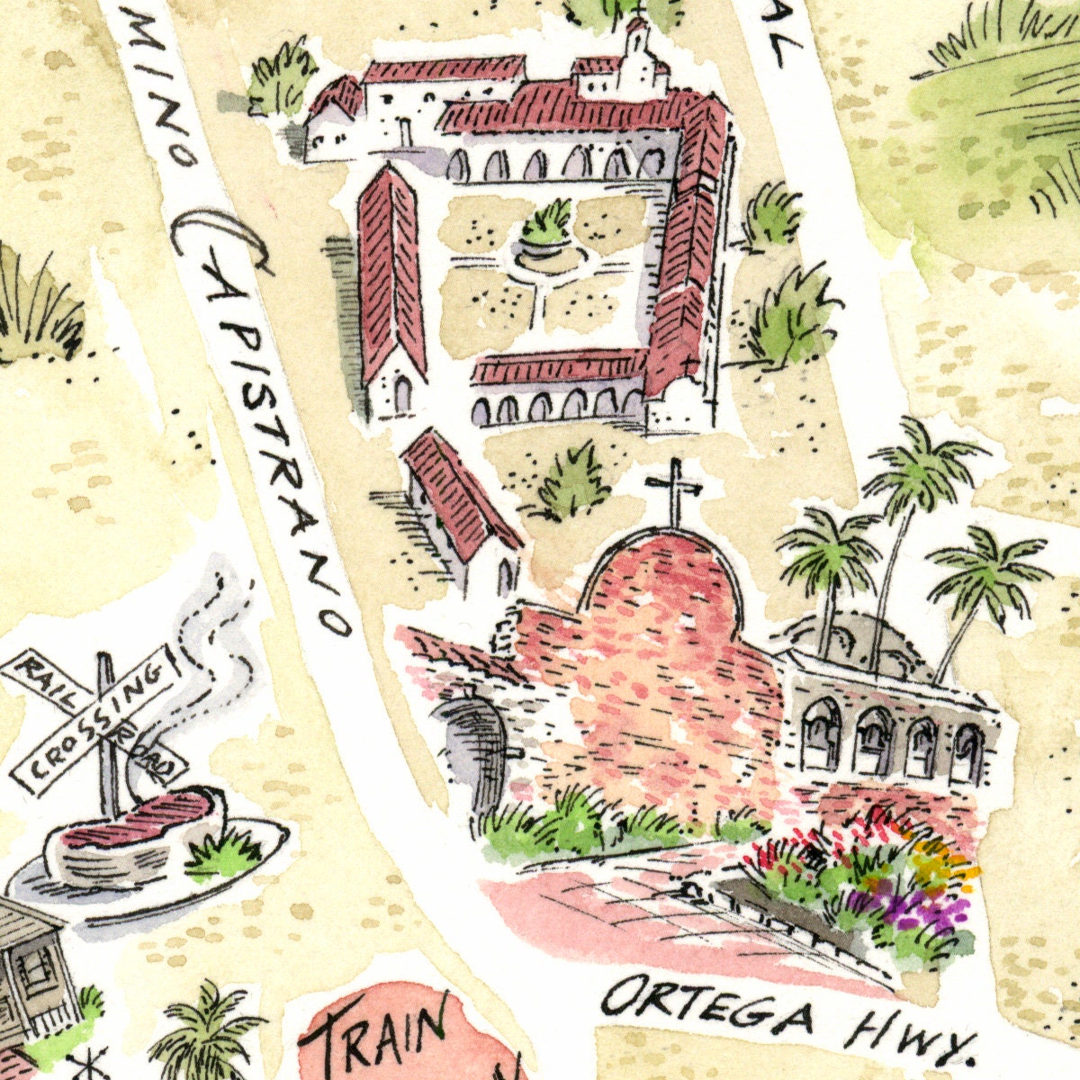 San Juan Capistrano Map Art Print: California Mission Giclee - Etsy