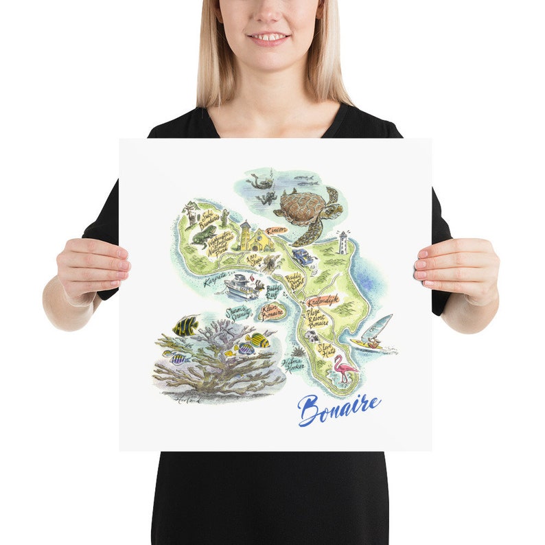 Color Print of Bonaire, the Island of Bonaire, Map of Bonaire image 9