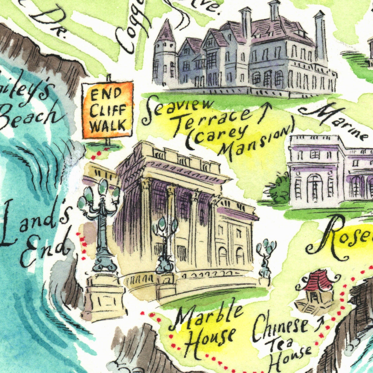 Newport Rhode Island Print, Map of Newport Rhode Island, Illustrated Map Print - Etsy