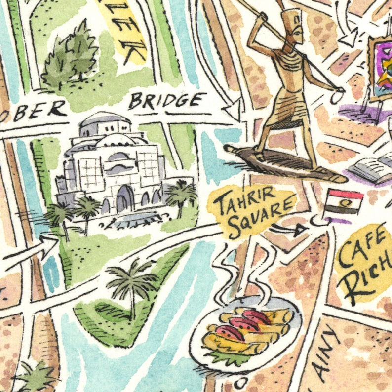 Cairo Map Art Print: Egypt Cityscape, Giclée Ink - Etsy