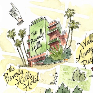 Carte de Beverly Hills, Fine Art Print, California Map Print, Giclée Print