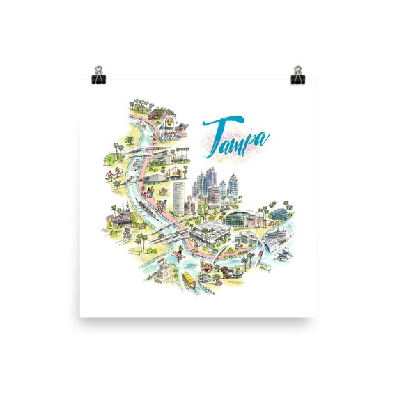 Wall Décor Prints Home Décor Fine Art Print of Tampa Tampa Florida