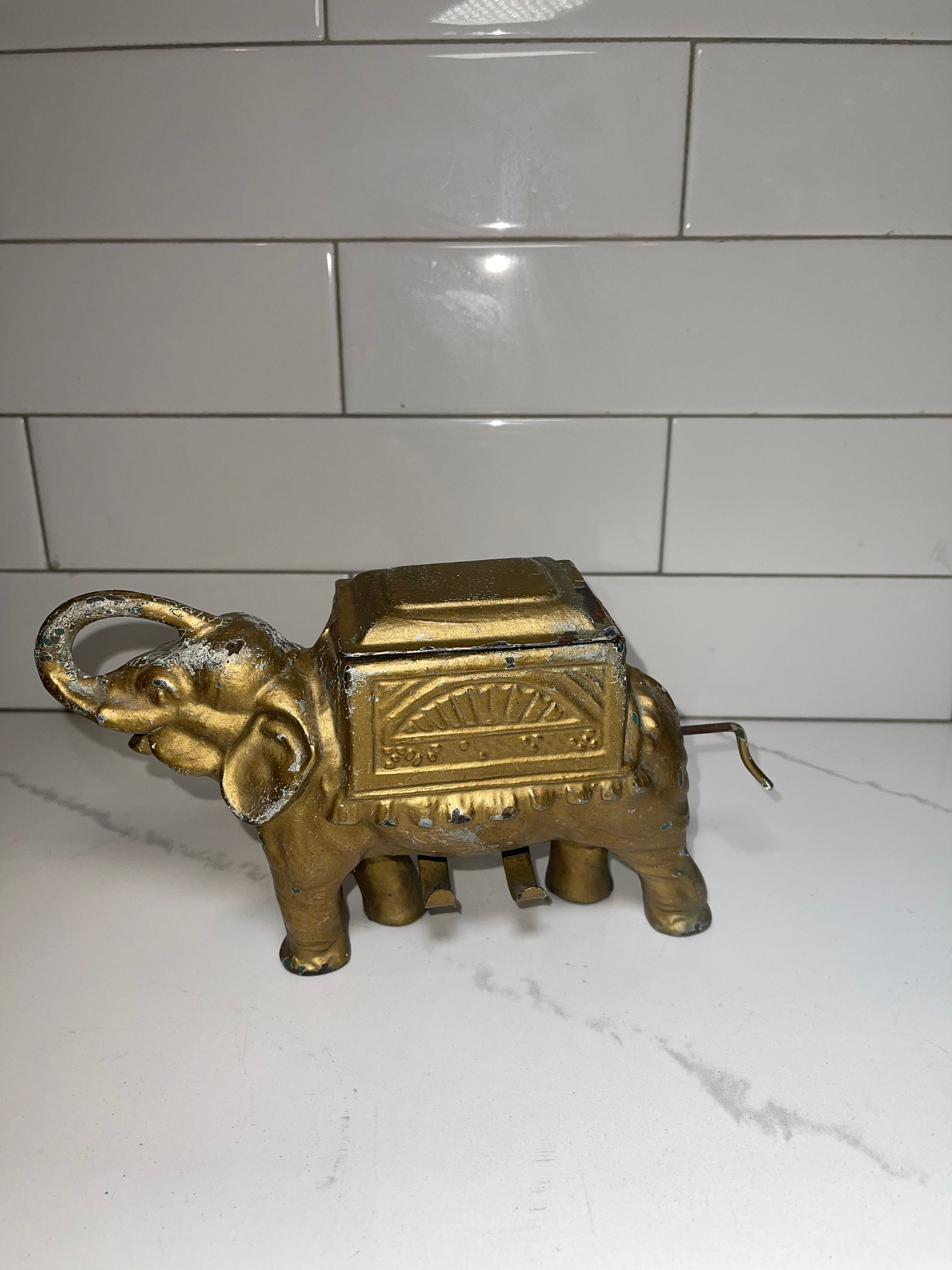 Old Cast Iron Elephant Cigarette Dispenser Original Etsy
