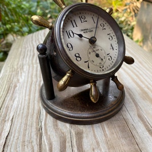 Vintage Chelsea desk ship wheel clock. Marine clock. C. 1937-1950. Brass. WORKS. 840 or best offer