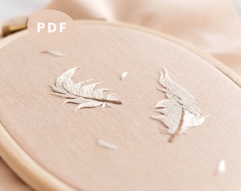 Traditionelles Stickmuster PDF | Handstickmuster – poetisches Naturfeder-Stickmuster, Nadelmalerei