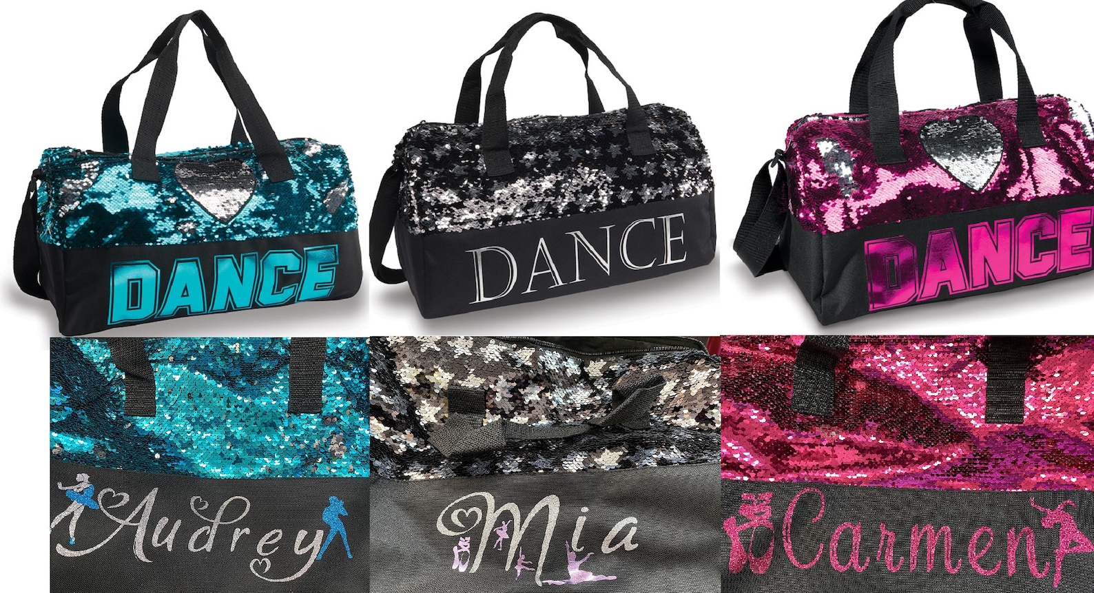 Dance Sequin Duffle Bag PERSONALIZED Ballet Tap Jazz Hip Etsy