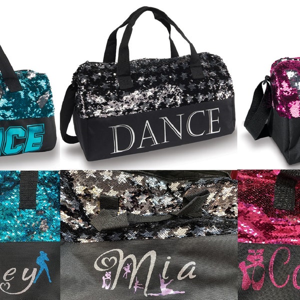 Tanz Pailletten Duffle Bag - PERSONALISIERT - Ballett Tap Jazz Hip Hop Clogging Pointe