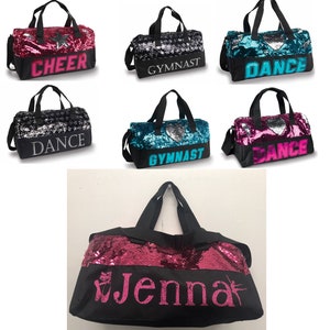 Flip austauschbare Paillettentasche - Tanz oder Turnerin - PERSONALIZED - Silber, Rosa, Türkis