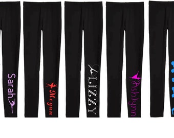 Dance or Gymnastics PERSONALIZED leggings Black CHILD & ADULT Ballet Jazz