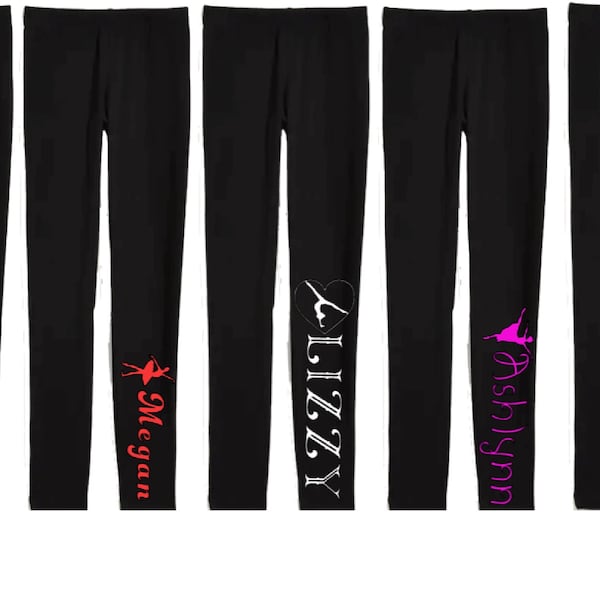 Leggings PERSONNALISÉS Danse ou Gymnastique Noir ENFANT & ADULTE Ballet Jazz