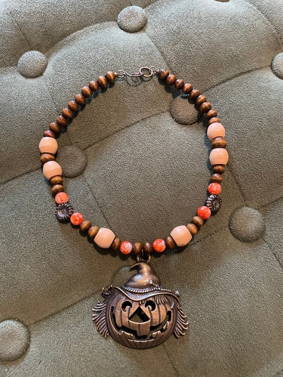 Scarecrow Necklace Autumn Fall Pumpkin 