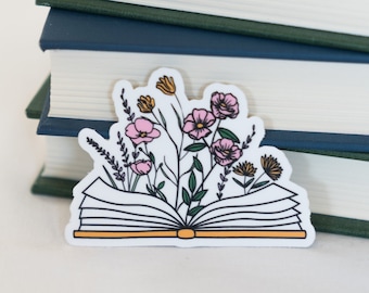 Floral Book Sticker | Bookish Sticker | Book Sticker | Vinyl Decal | Vinyl Sticker | Water Bottle Sticker | Laptop Sticker