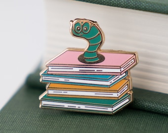 Bookworm Enamel Pin | Literary Gift, Bookish Gift, Bookish Pin, Book Enamel Pin | Bona Fide Bookworm