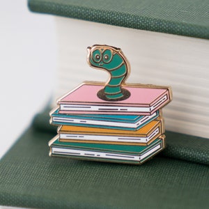 Bookworm Enamel Pin | Literary Gift, Bookish Gift, Bookish Pin, Book Enamel Pin | Bona Fide Bookworm