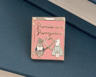 Purride and Purrejudice Enamel Pin | Pride and Prejudice Enamel Pin | Jane Austen Gifts, Book Gifts, Gifts for Book Lovers, Book Enamel Pin
