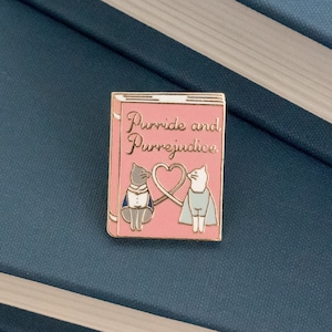 Purride and Purrejudice Enamel Pin | Pride and Prejudice Enamel Pin | Jane Austen Gifts, Book Gifts, Gifts for Book Lovers, Book Enamel Pin